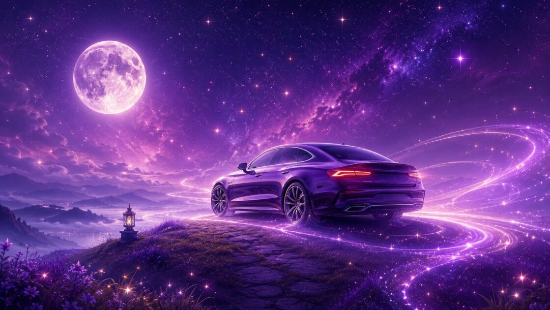 星空の丘に佇む一台の美しい車のイメージ